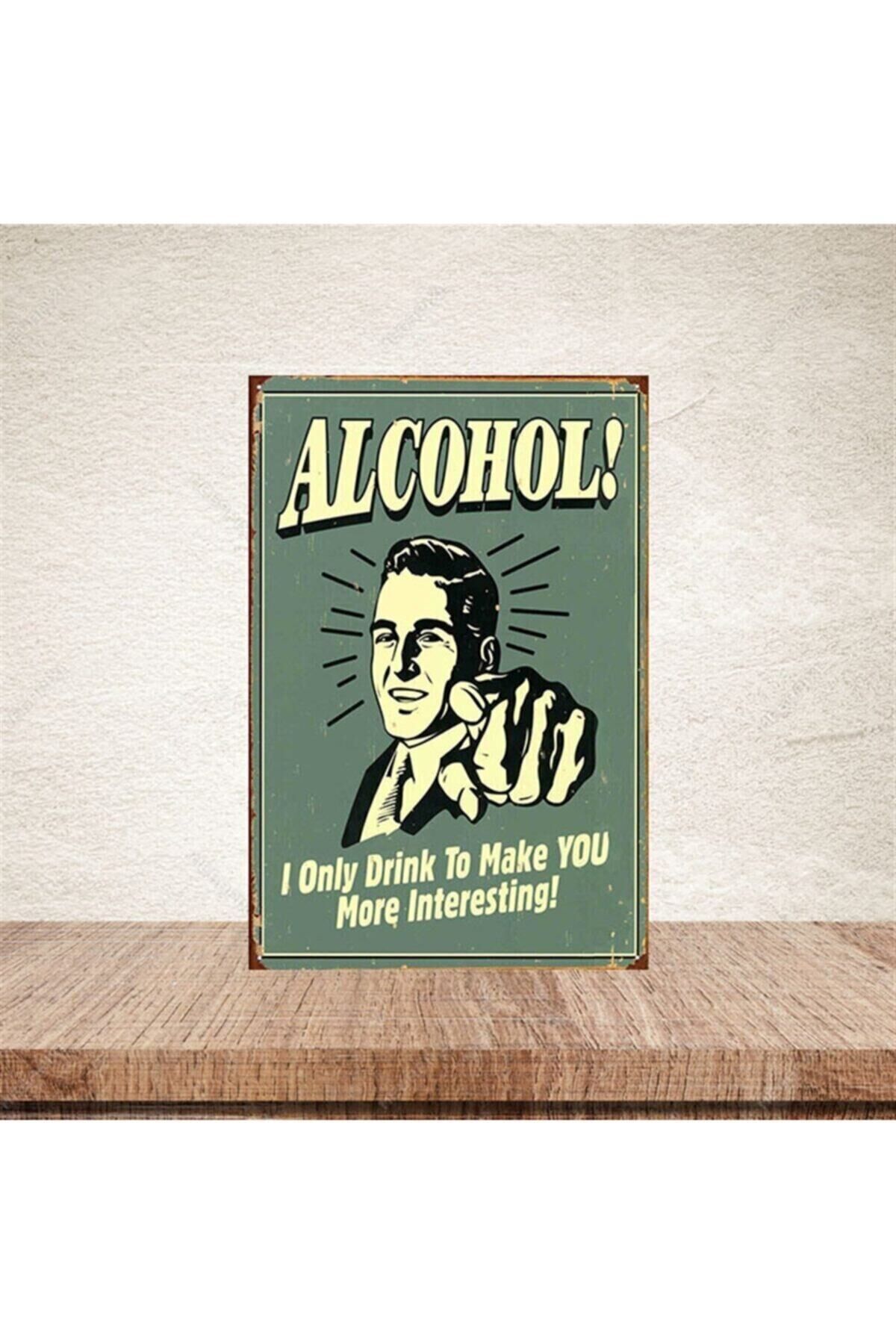 Alcohol 20x30 cm Retro Ahşap Poster