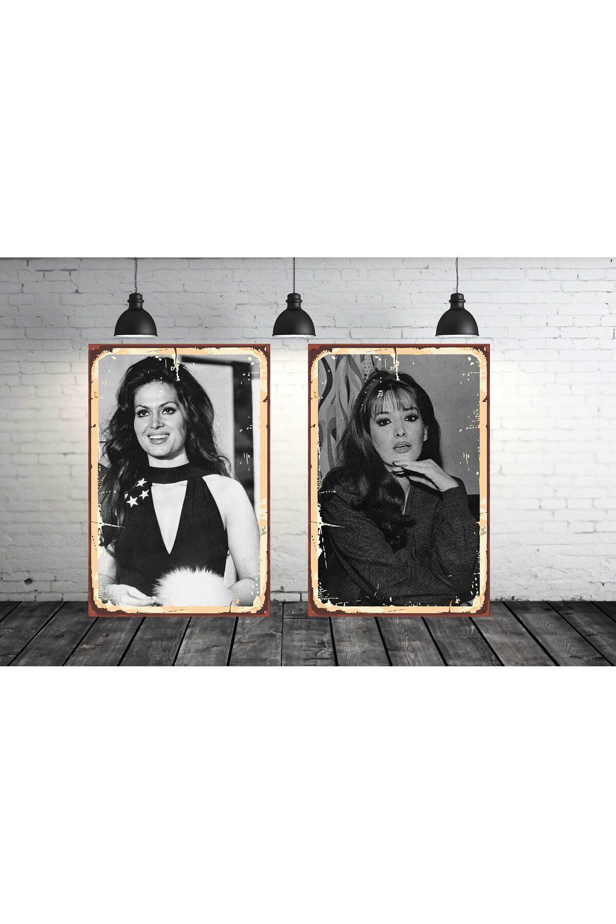 Türkan Şoray Müjde Ar Seti 2 Adet 20x30 Cm Retro Ahşap Tablo