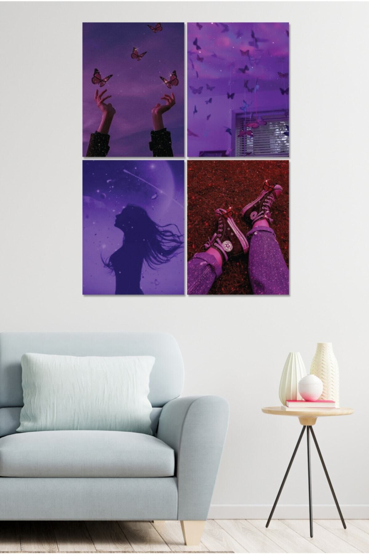 4 Parçalı Çerçeve Görünümlü Mdf Tablo Seti Dnu019