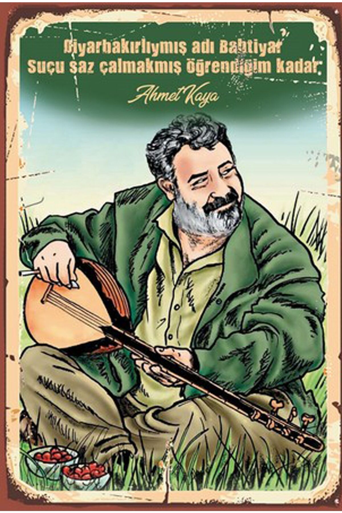 Ahmet Kaya Diyarbakırlıymış Adı Bahtiyar Retro Ahşap Poster