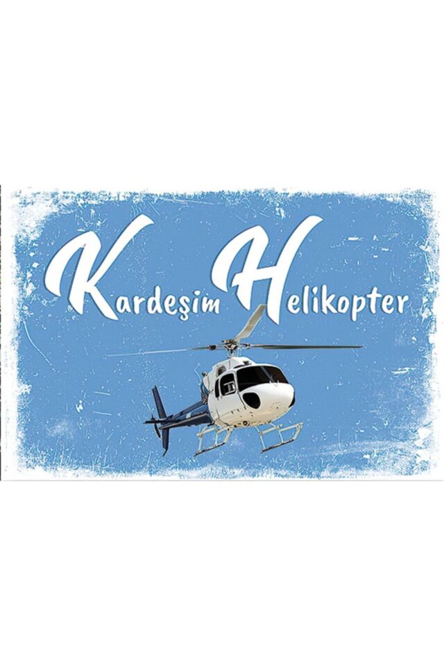 Kardeşim Helikopter Retro Ahşap Poster