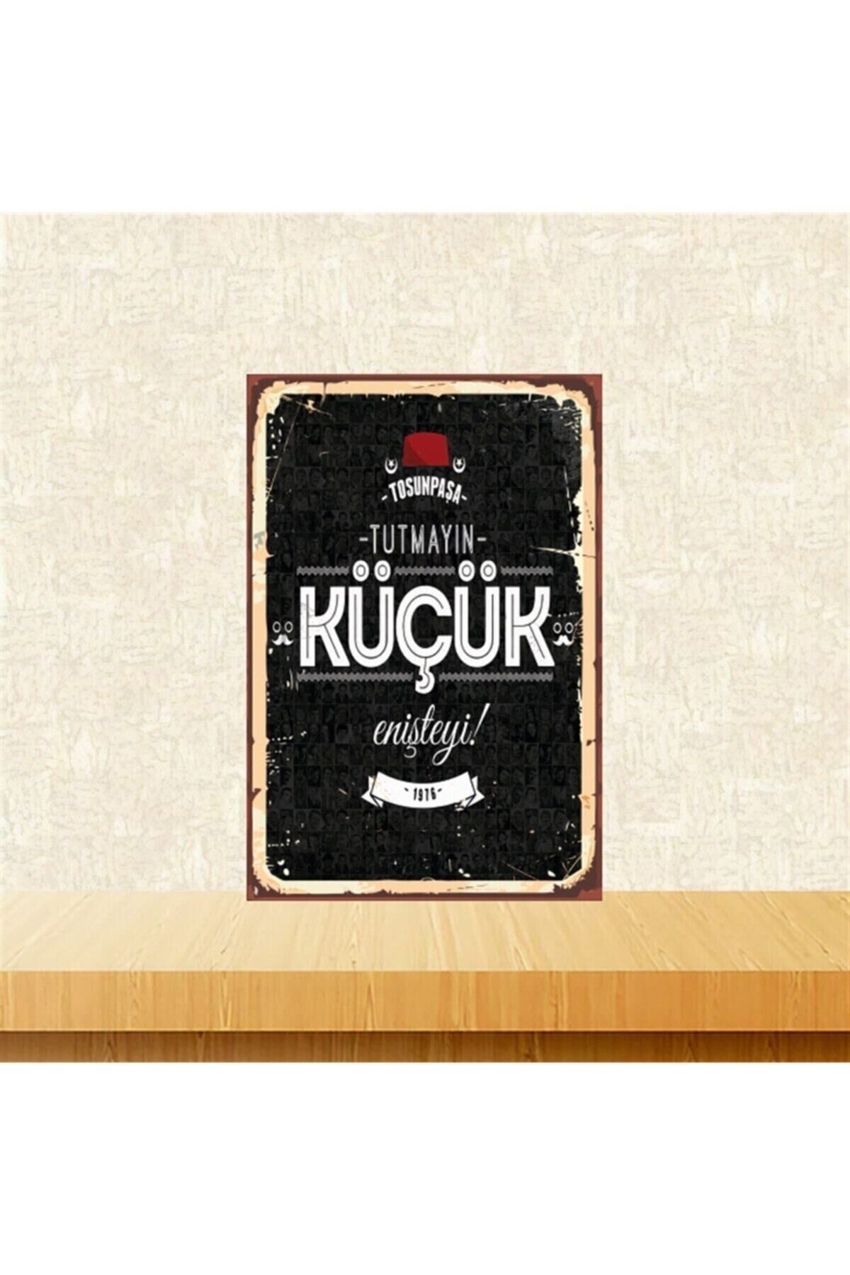 Tutmayın Küçük Enişteyi 20-30 cm Retro Ahşap Tablo Tkfx4805