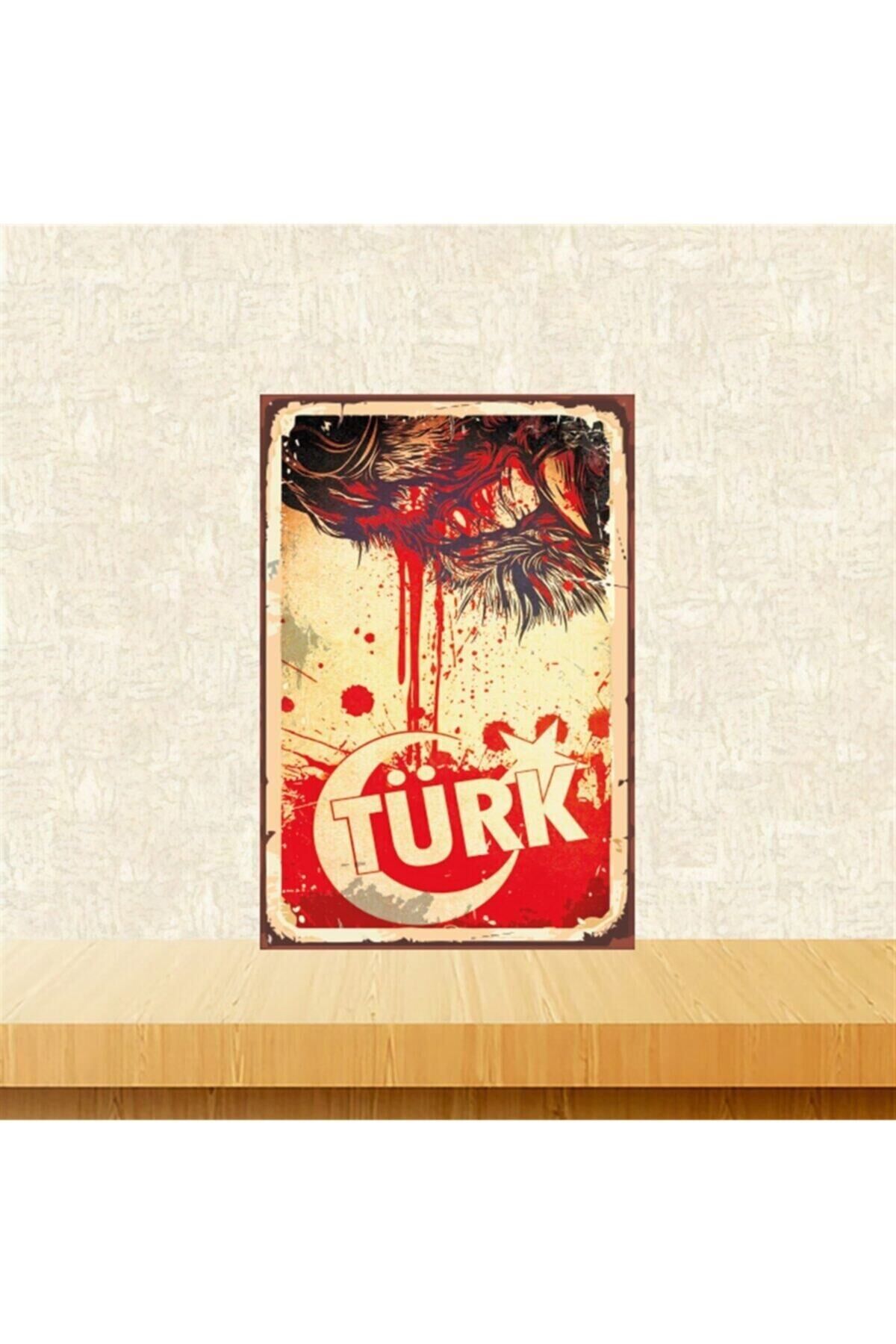Türk Yazı Tasarımlı 20-30 Cm Retro Ahşap Tablo Tkfx4861