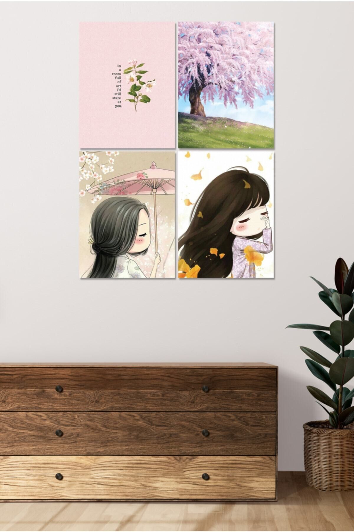 4 Parçalı Çerçeve Görünümlü Mdf Tablo Seti Dnu007