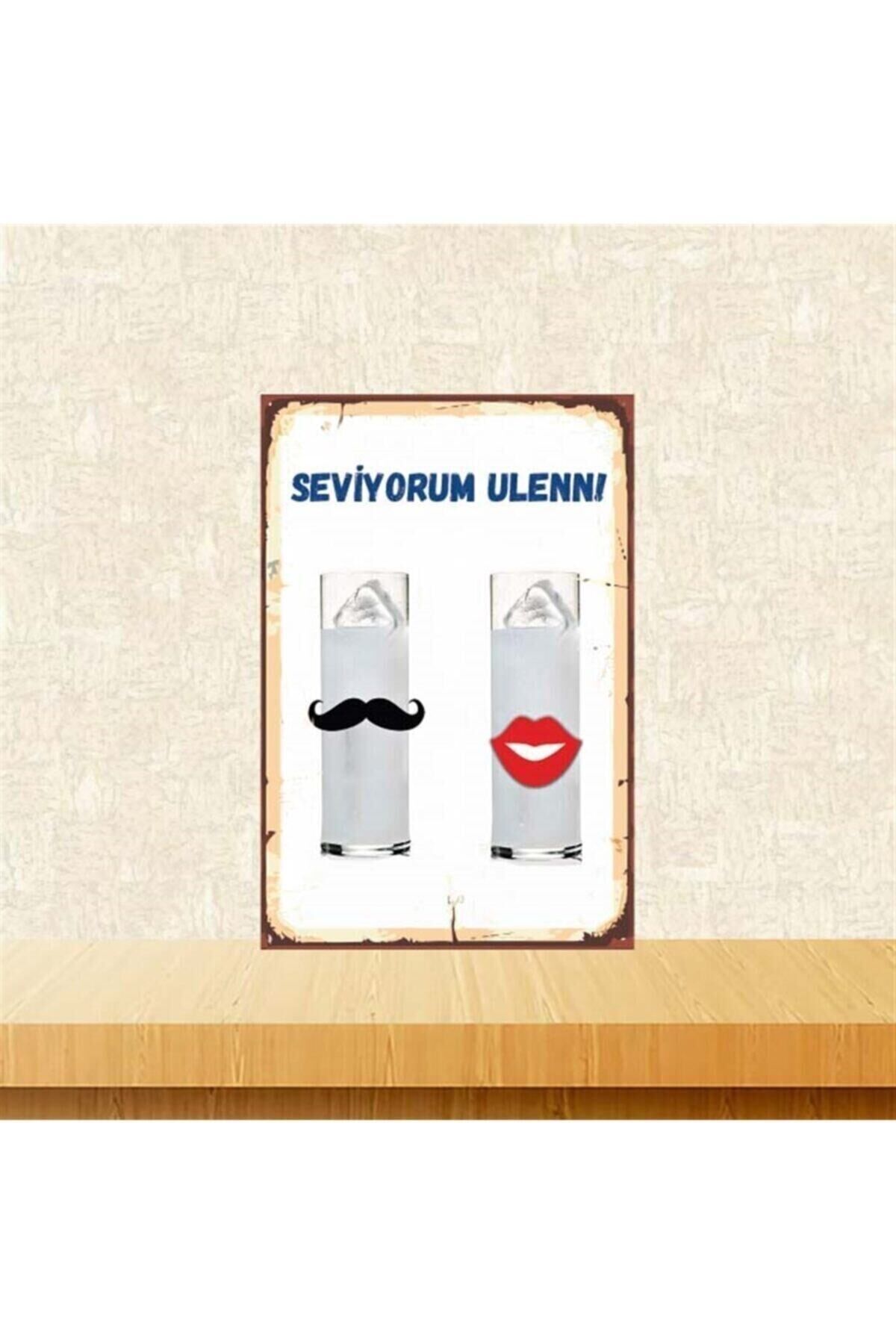 Seviyorum Ulenn 20-30 Cm Retro Ahşap Poster Tkfx4320