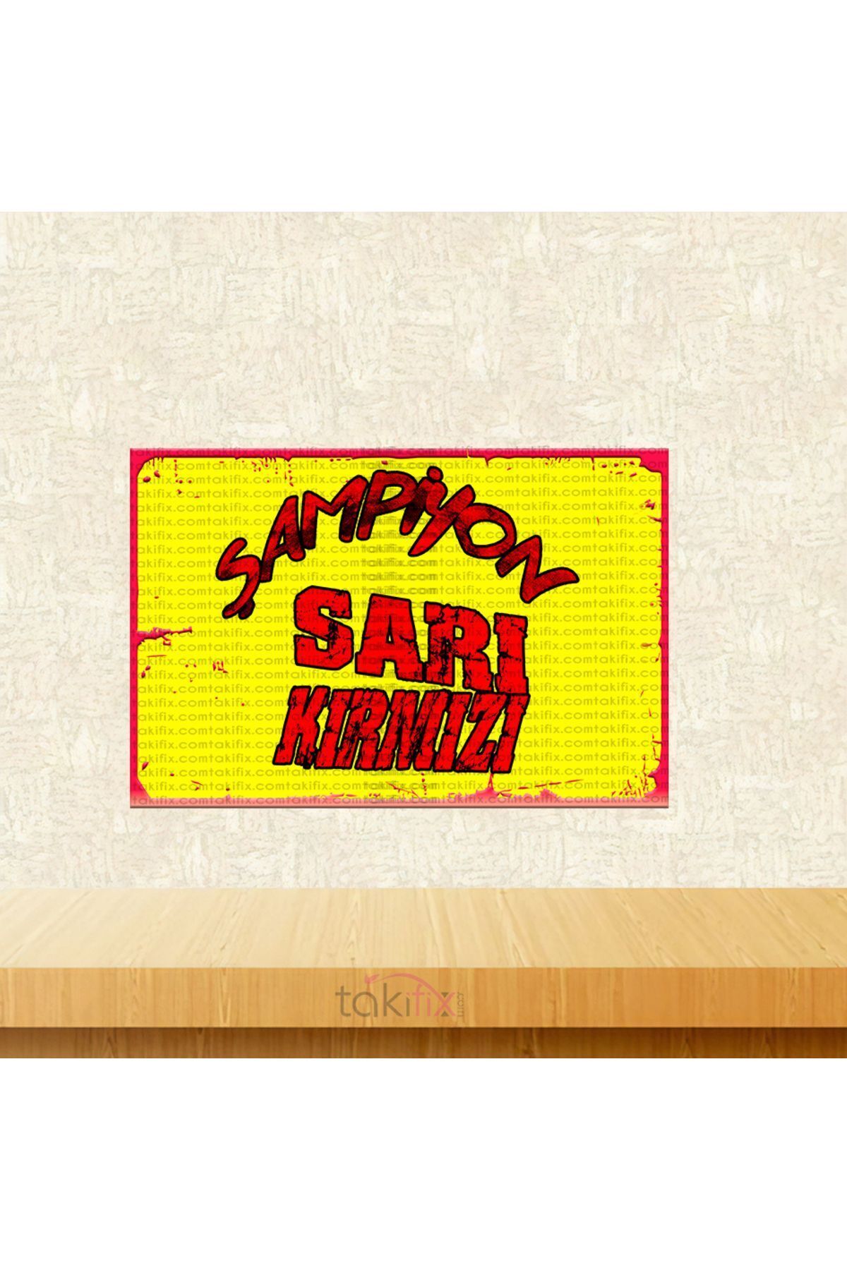 Şampiyon Sarı Kırmızı 20x30 Cm Retro Ahşap Tablo