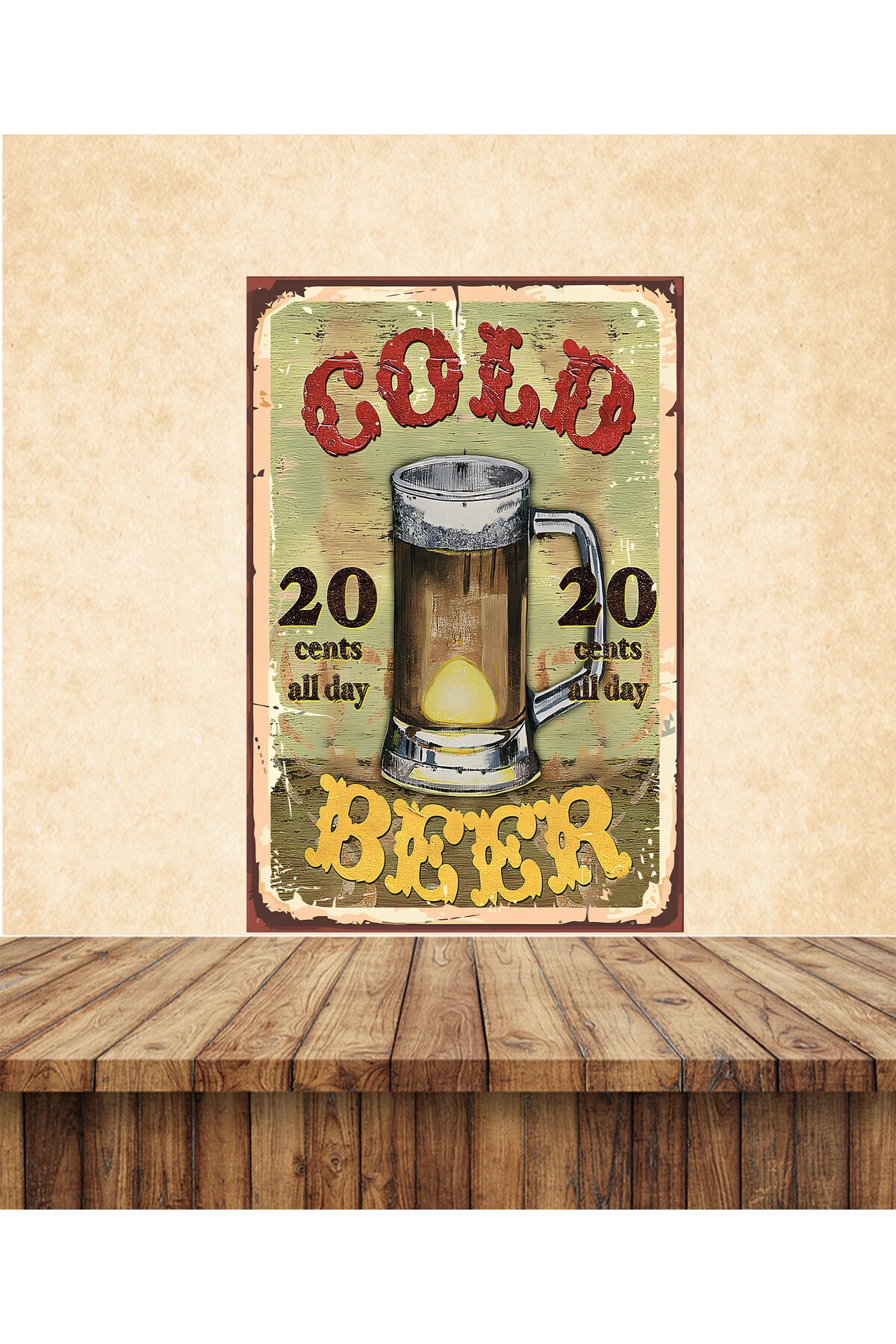Gold Beer Temalı 20 x 30 CM MDF Tablo