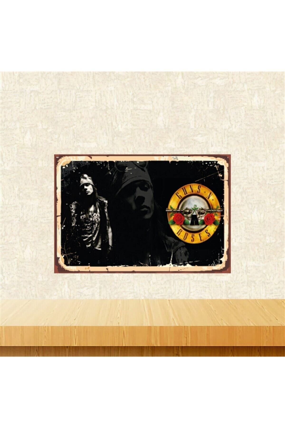 Guns N Roses Tasarımlı 20-30 cm Retro Ahşap Tablo Tkfx5406
