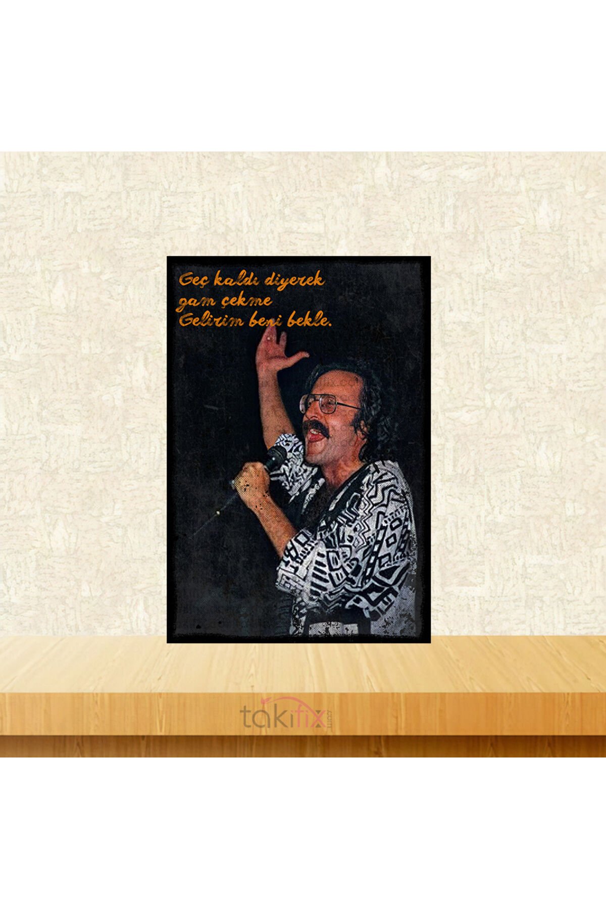 Cem Karaca Gelirim Beni Bekle 20x30 Cm Retro Ahşap Tablo