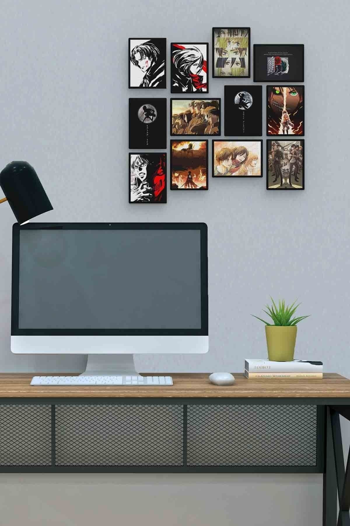 Attack On Titan 12 Parça Mdf (ahşap) Tablo Ofis Boyu