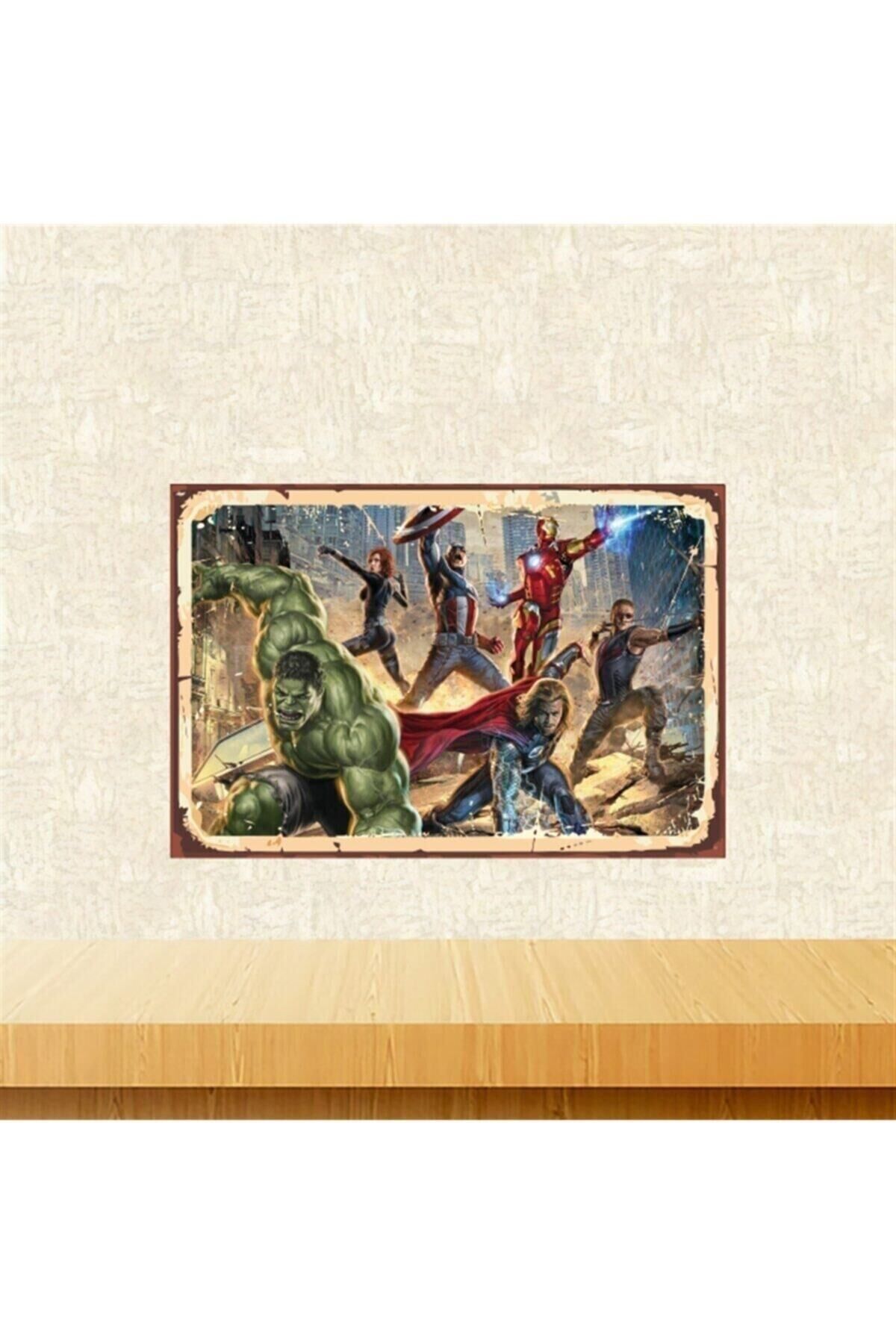 Yenilmezler Tasarımlı 20-30 Cm Retro Ahşap Tablo