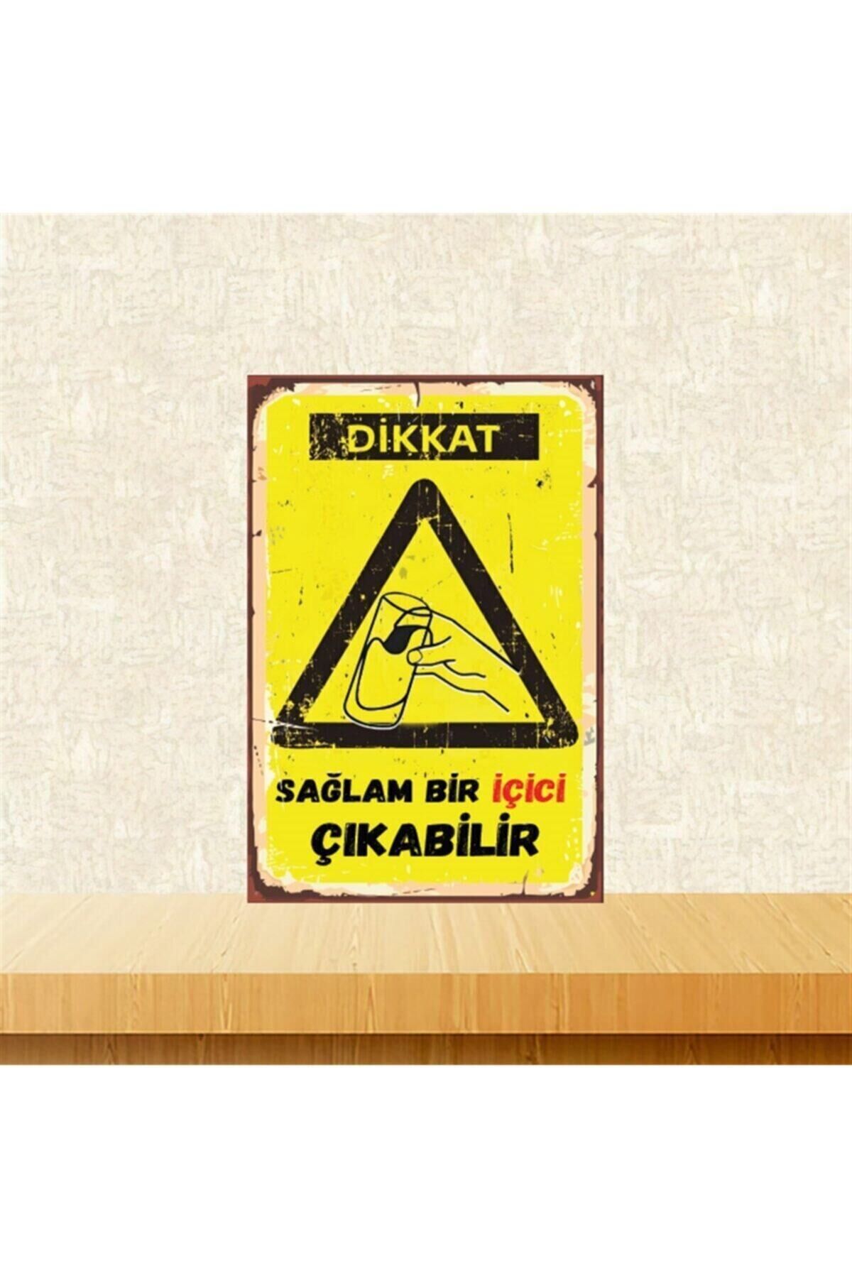Dikkat Iyi Bir Içici Çıkabilir 20-30 Cm Retro Ahşap Poster Tkfx4410