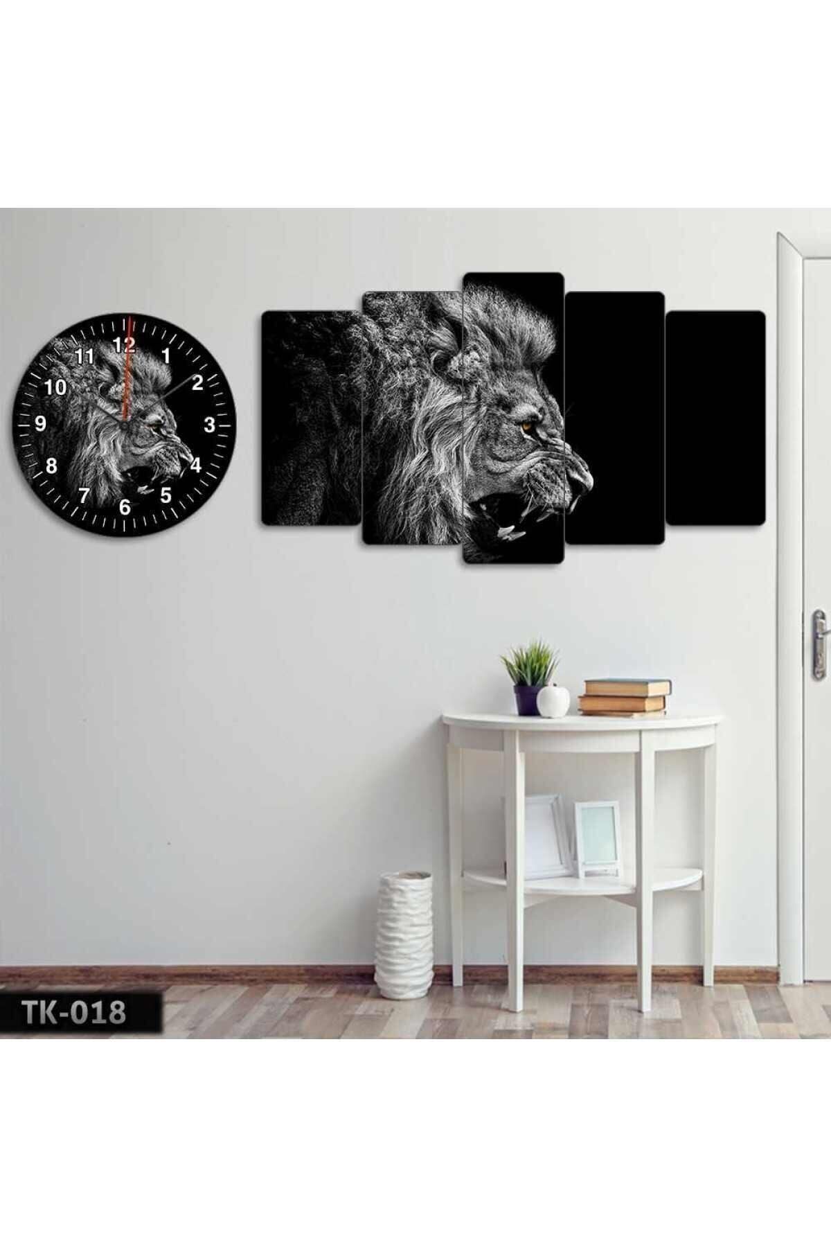 Kükreyen Aslan, Siyah Beyaz - Tablo Saat Kombini