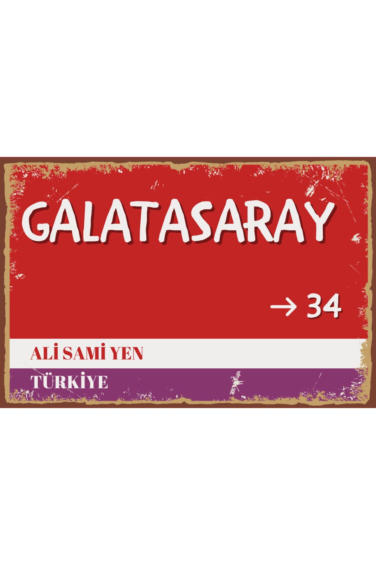 Galatasaray Sokak Tabelası Görünümlü Retro Ahşap Poster