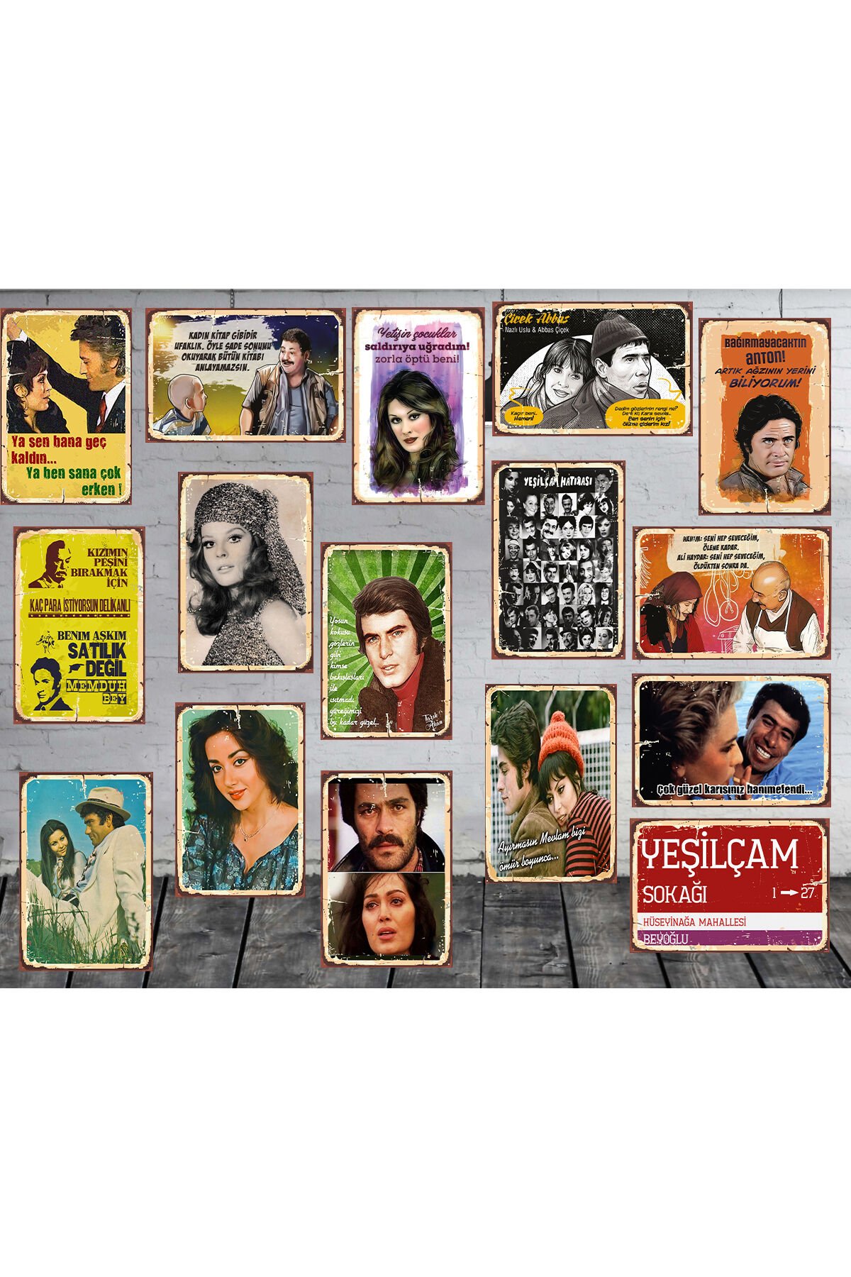 YEŞİLÇAM KLASİKLERİ TEMALI 15 ADET 20 X 30 CM TABLO SETİ