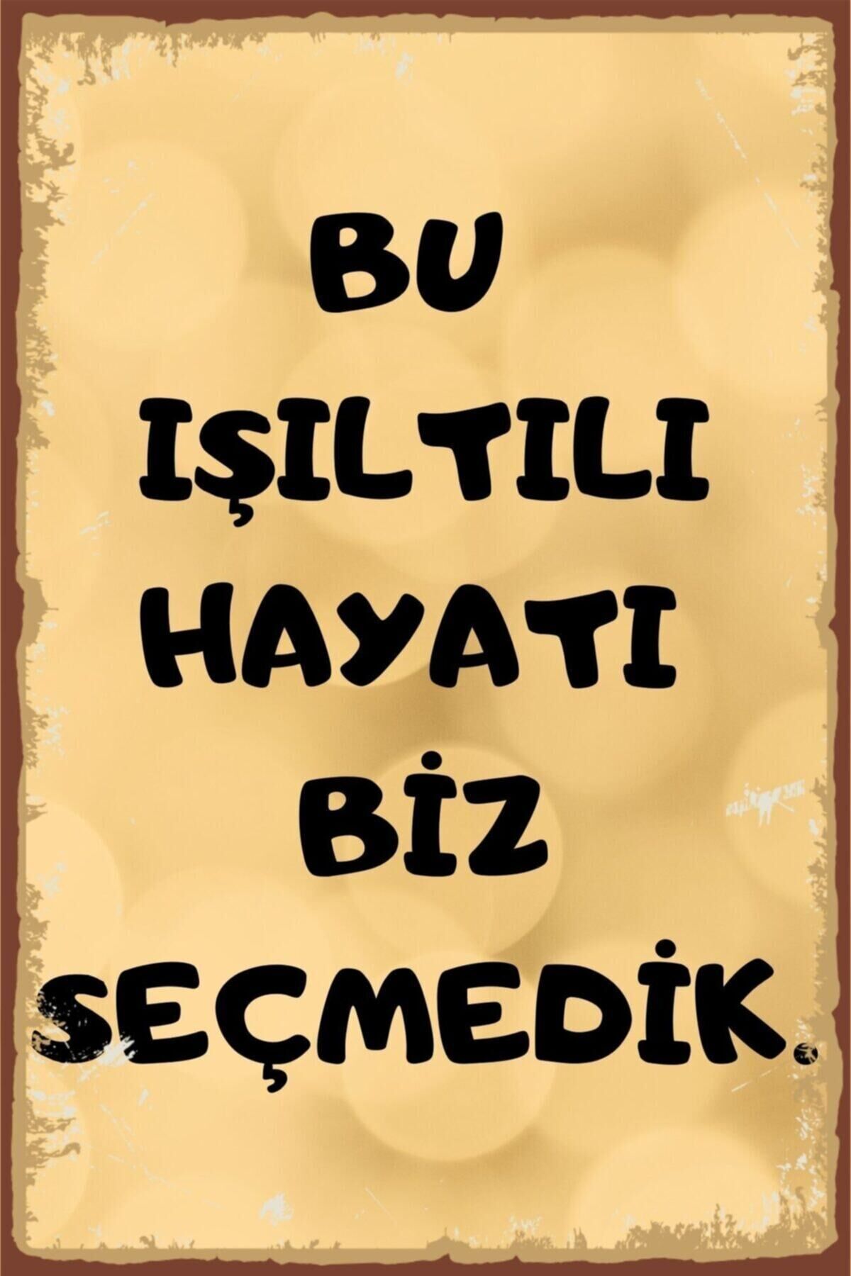 Duvar Yazıları Işıltılı Hayat Retro Ahşap Poster