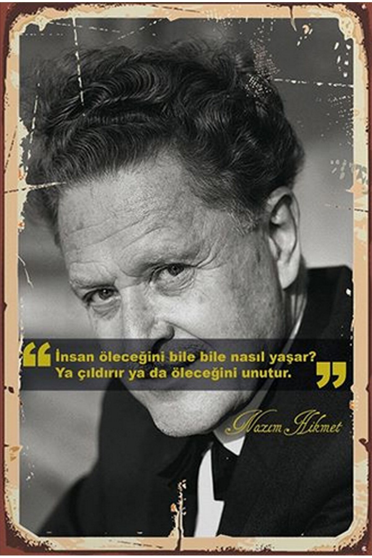 Nazım Hikmet Retro Ahşap Poster