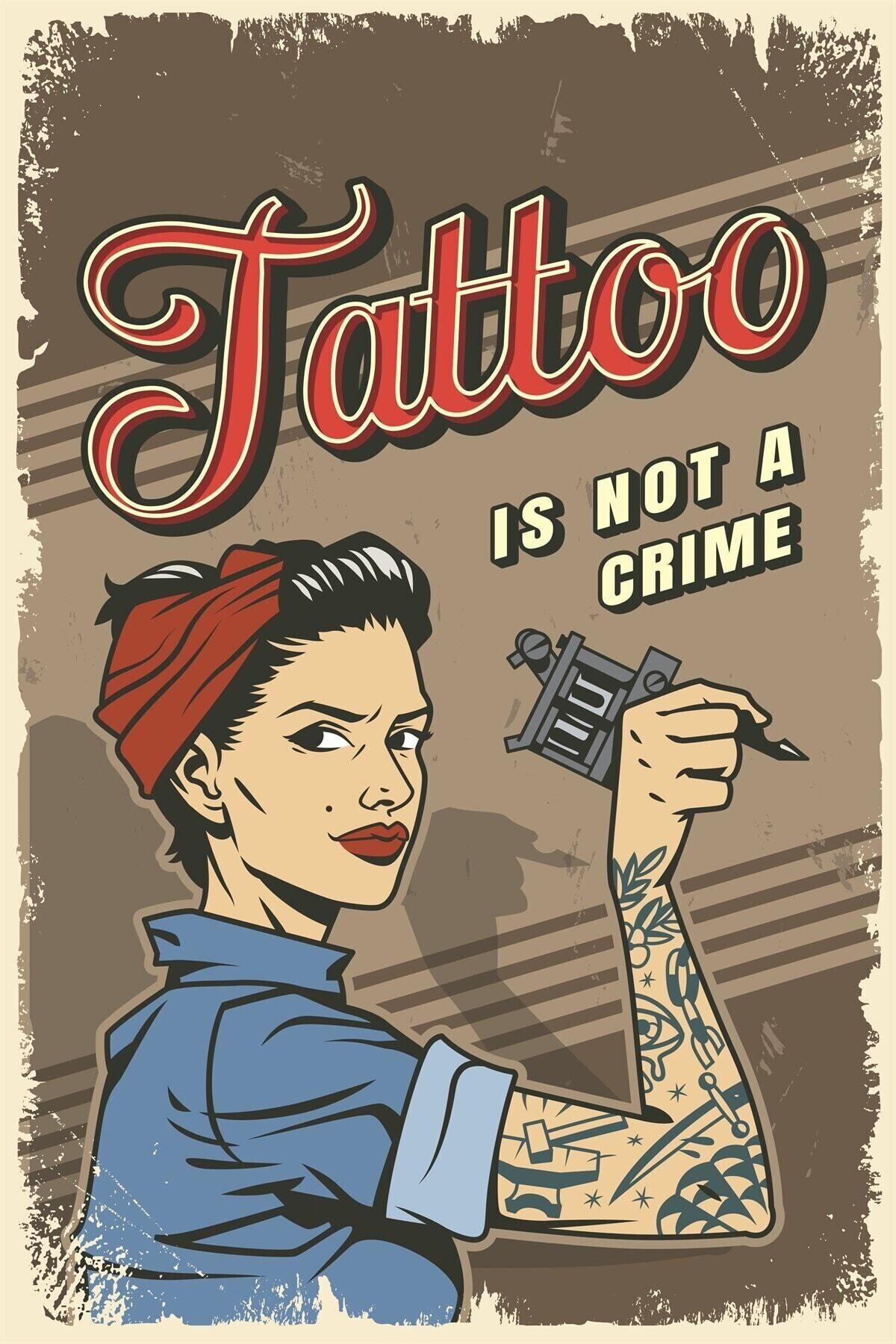 Tattoo Ahşap Retro Poster