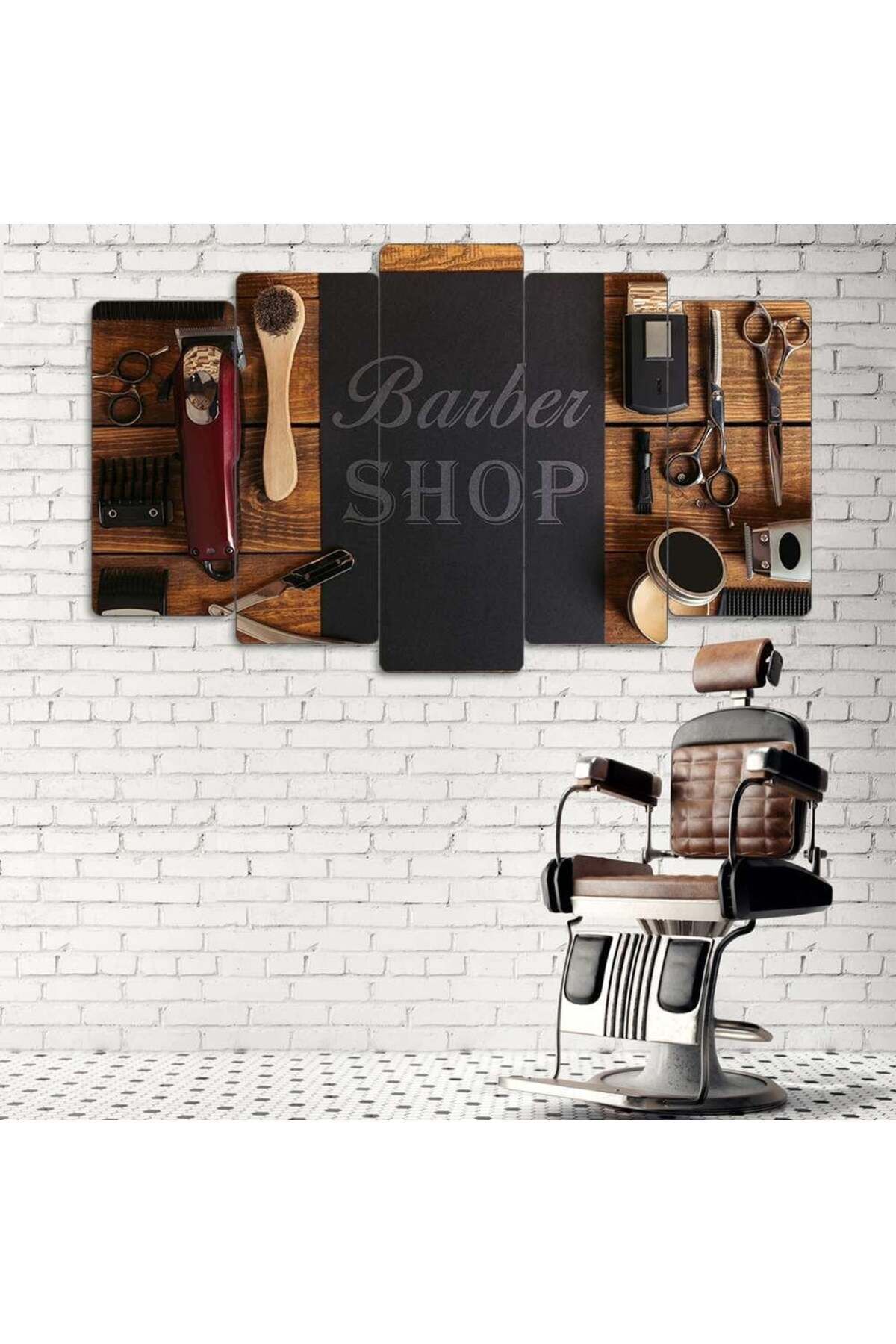 Barber Shop, Tarak, Makas - 5 Parçalı Berber Tablo