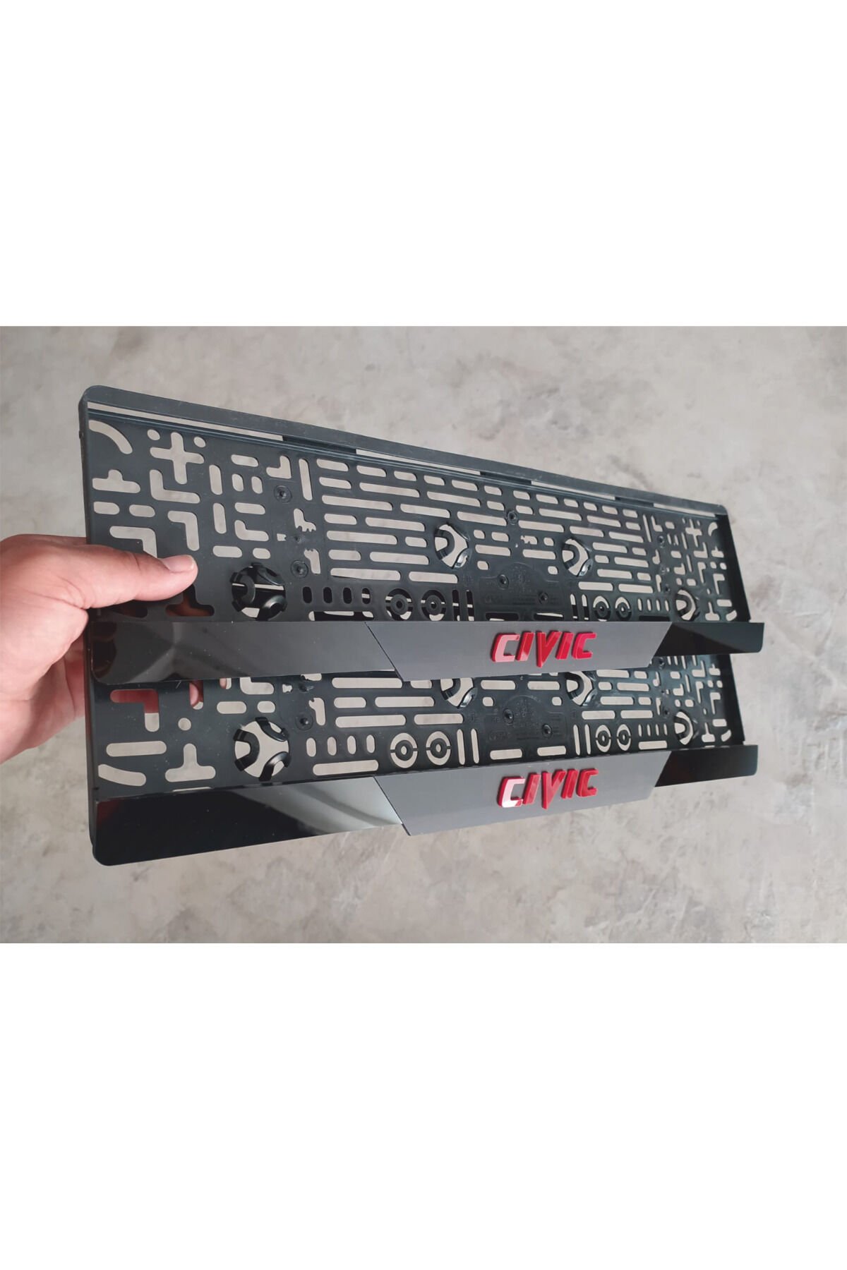 Honda Cıvıc Kabartma Yazılı Takmatik Pleksi Plakalık 2 Adet 3D Piano Black