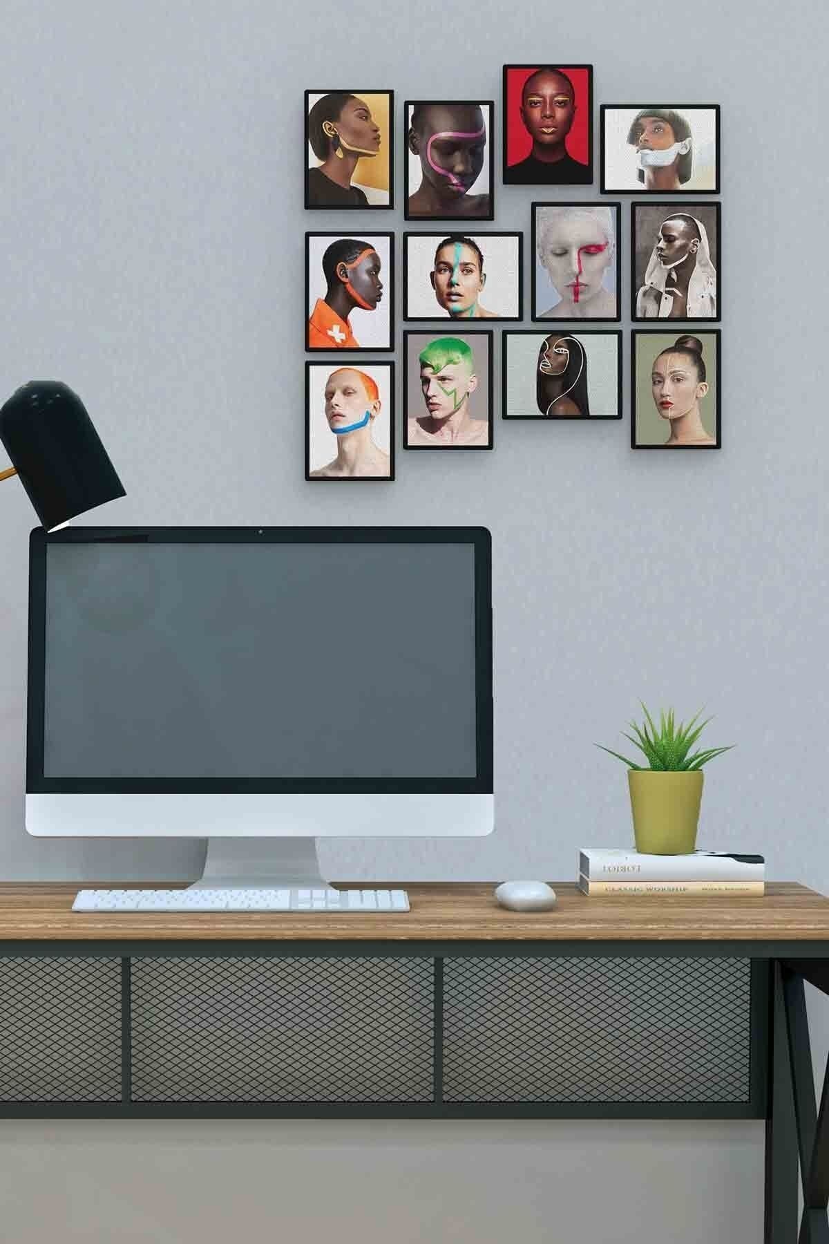 Farklı Yüzler 12 Parça Mdf (ahşap) Tablo Ofis Boyu