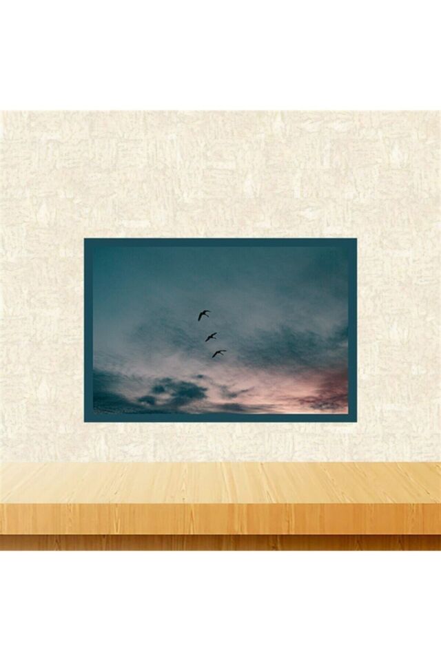 Gökyüzü Kuş Tasarımlı 20-30 Cm Retro Ahşap Tablo Tkfx6018
