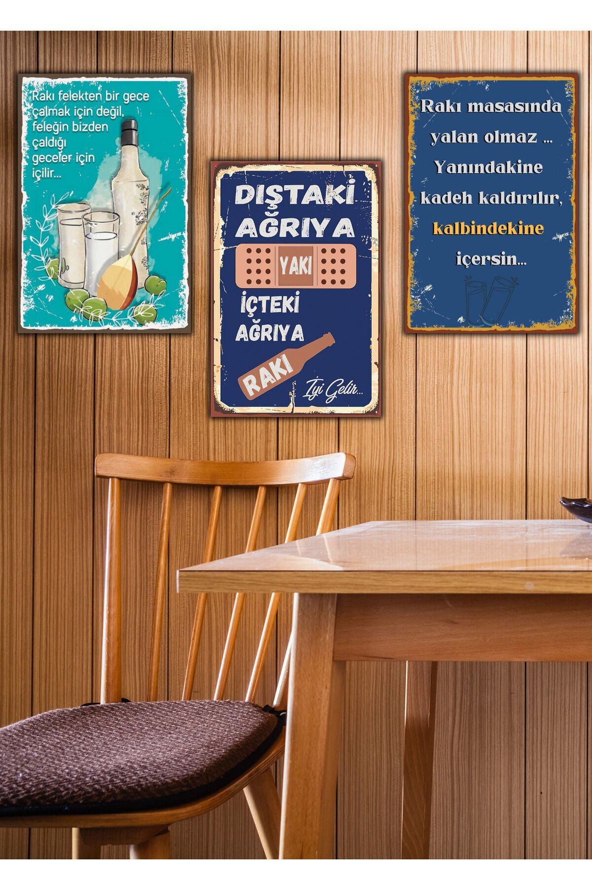 Rakı 3'lü Ahşap Poster Set (20x30cm)