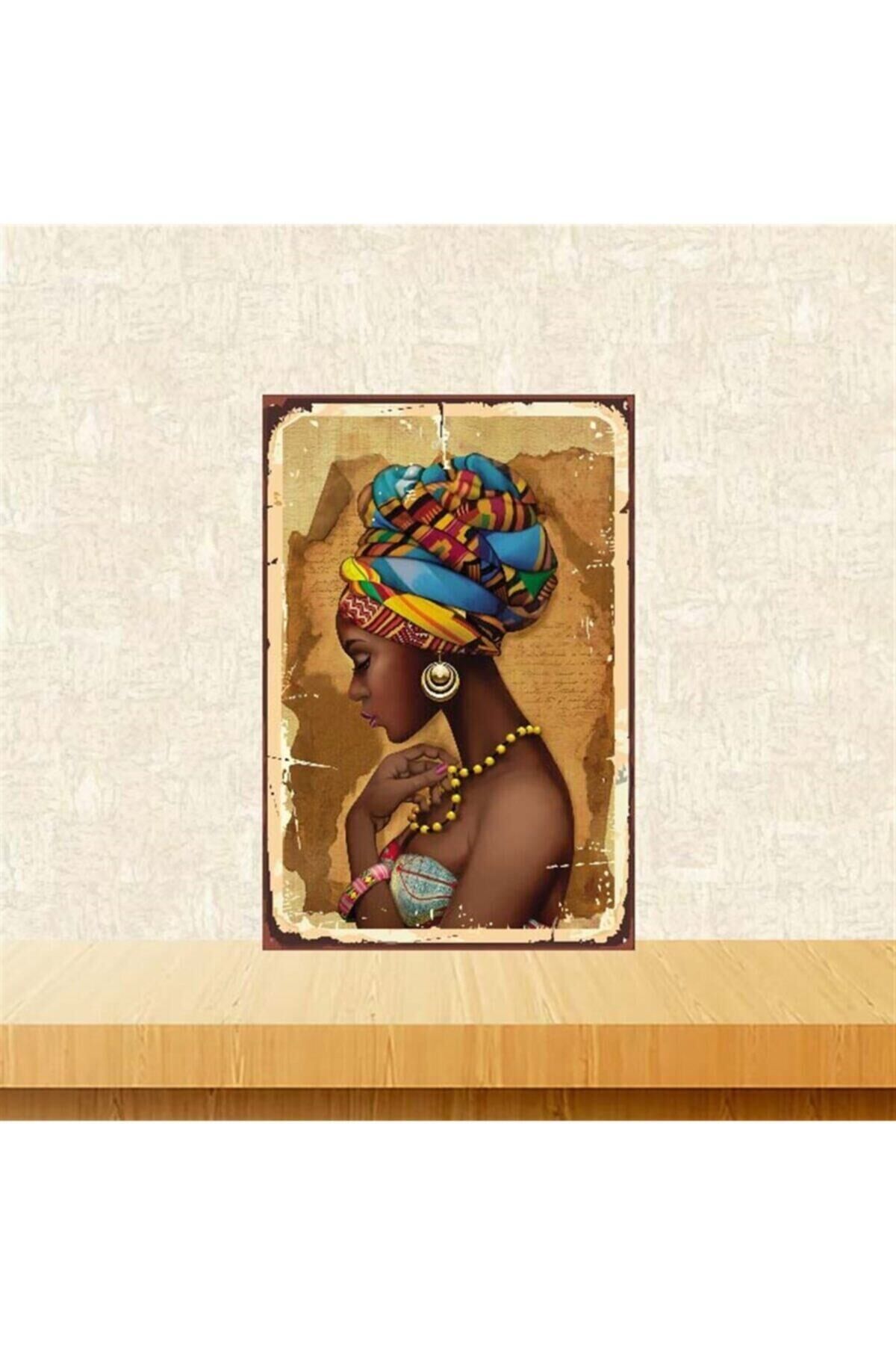 Siyahi Kadın Tasarımlı 20-30 Cm Retro Ahşap Poster