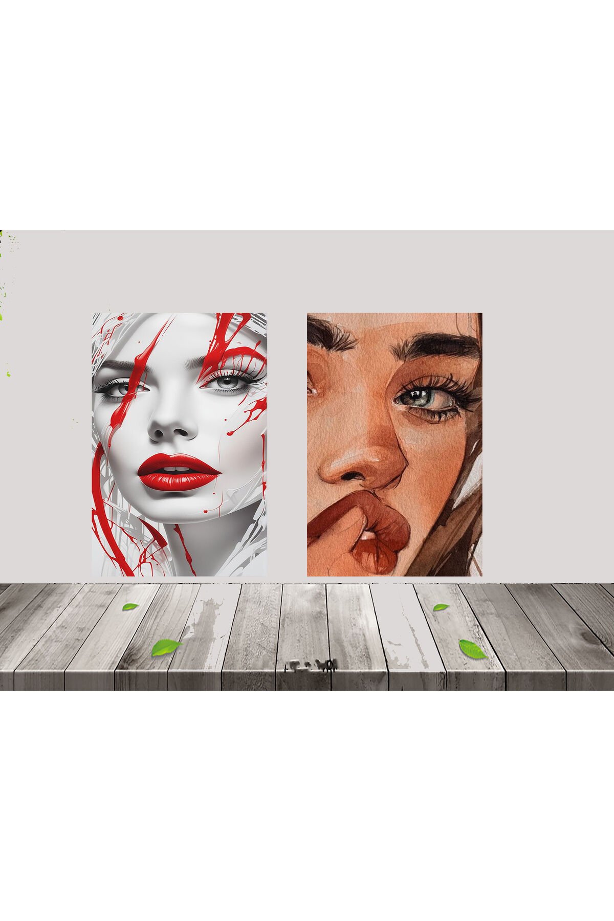 Kadın Temalı 2 Adet 20 x 30 CM Tablo