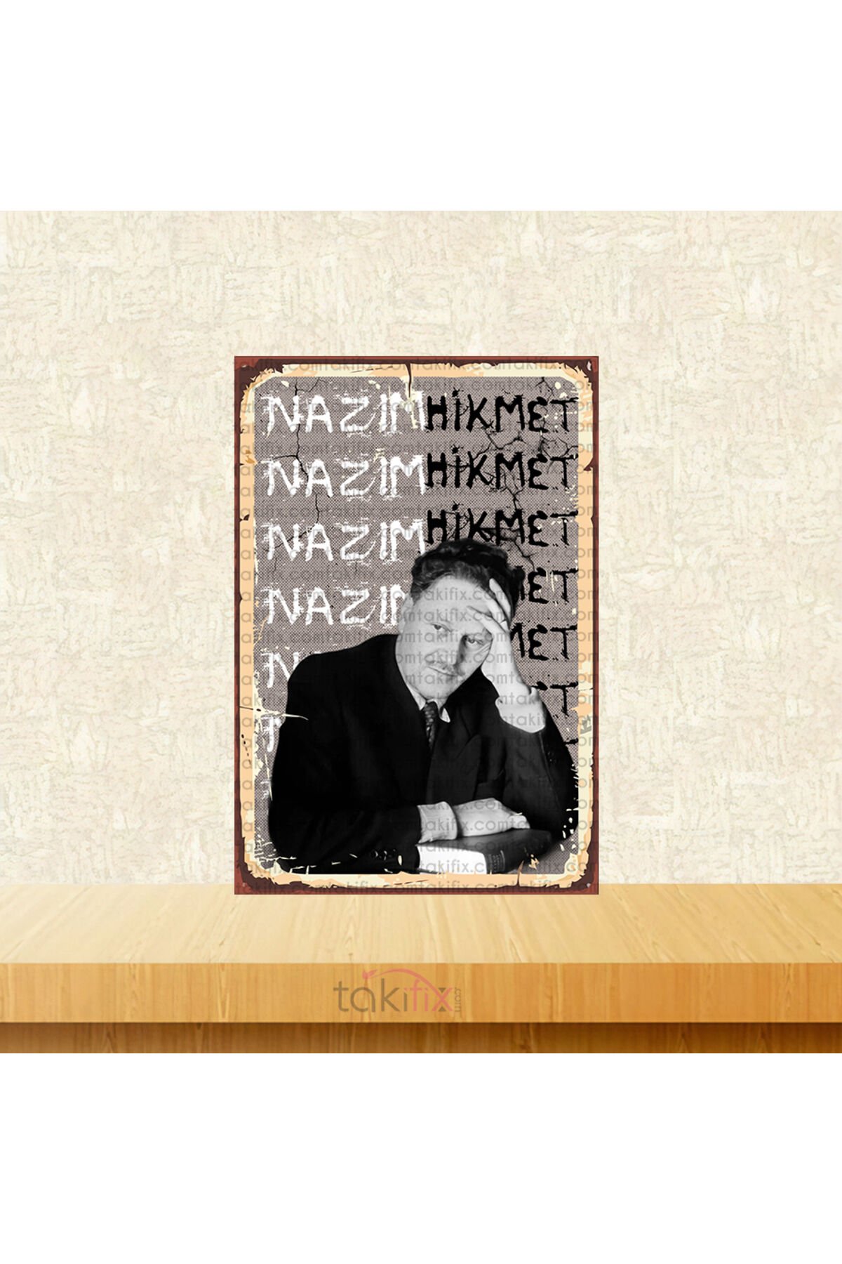 Nazım Hikmet 20x30 Cm Retro Ahşap Poster