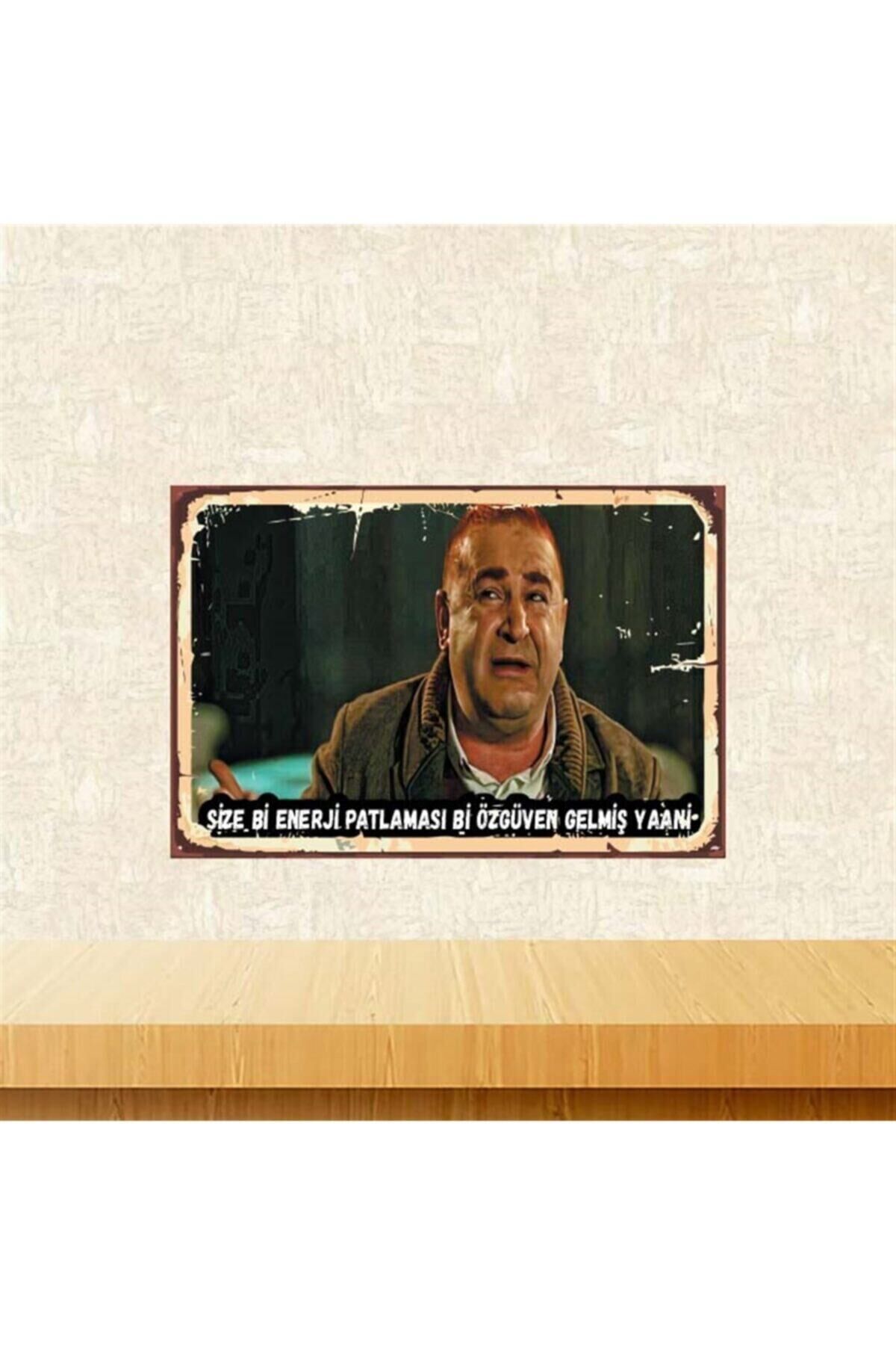 Bi Özgüven Gelmiş Yaani Şafak Sezer Kolpaçino 20-30 cm Retro Ahşap Poster