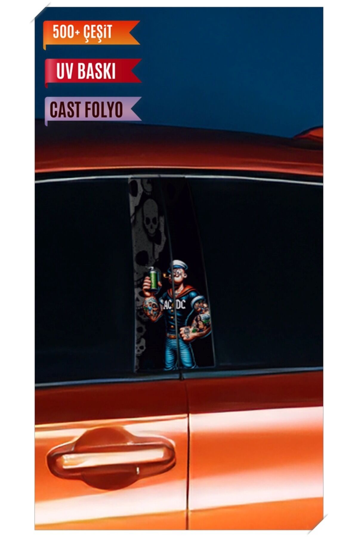 Araç Kapı Direk Kaplama Folyosu Temel Reis Desenli (Sağ Sol Takım) (2 Adet) - 22x50 Cm