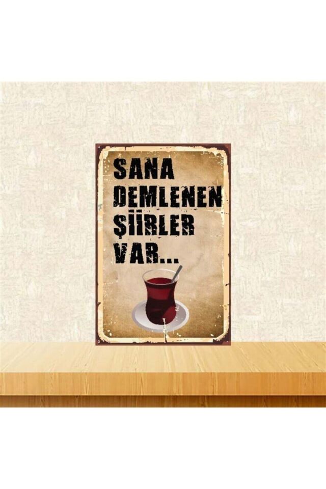 Demlenen Şiirler Var Retro Ahşap Poster 20x30 Cm