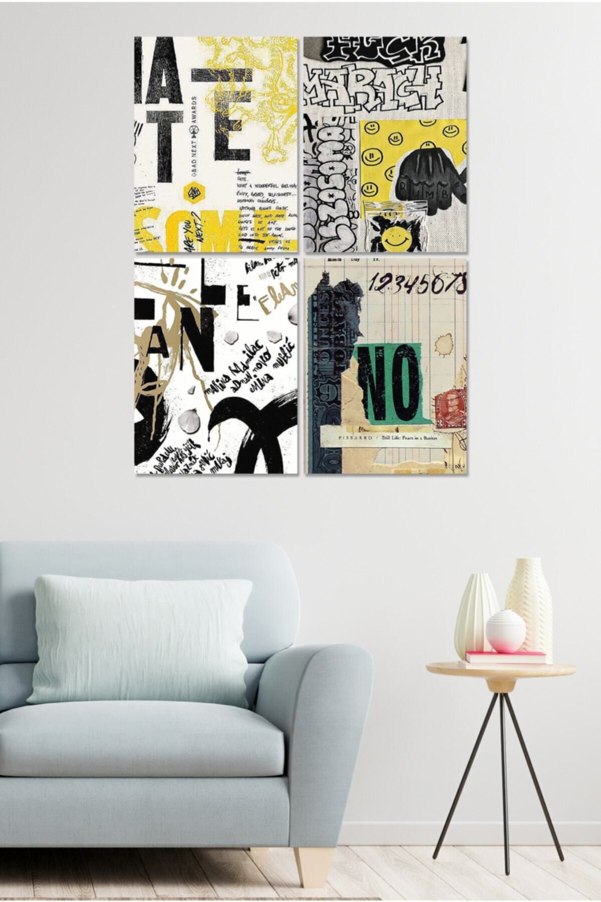 4 Parçalı Çerçeve Görünümlü Mdf Tablo Seti Dnu052