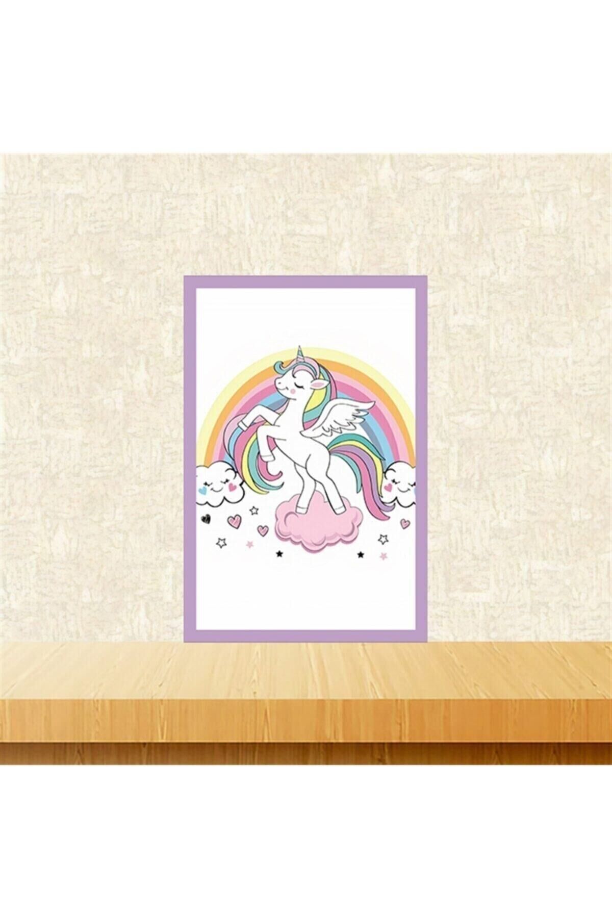 Unicorn Tasarımlı 20-30 Cm Retro Ahşap Tablo Tkfx5947