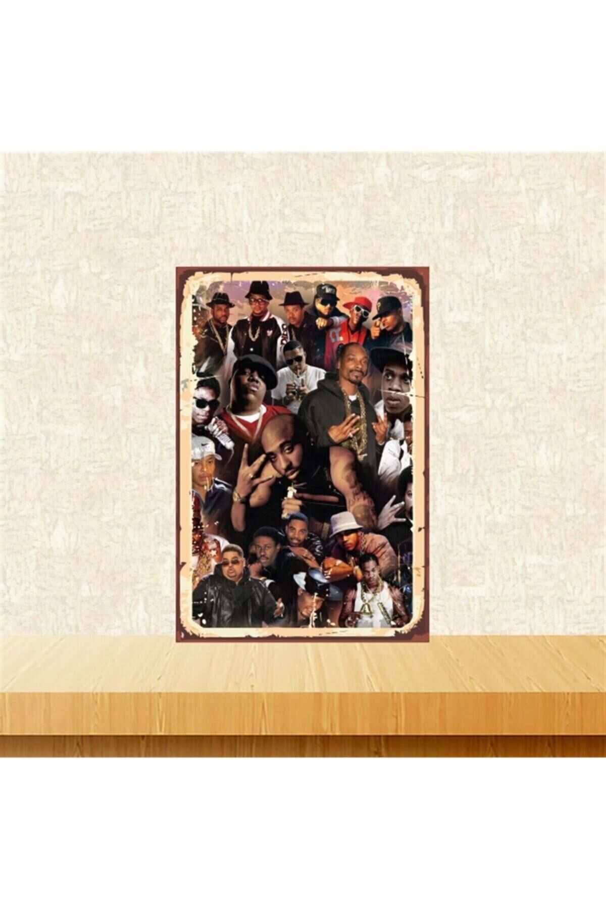 Hiphop Sanatçıları 20-30 Cm Retro Ahşap Tablo Tkfx4691