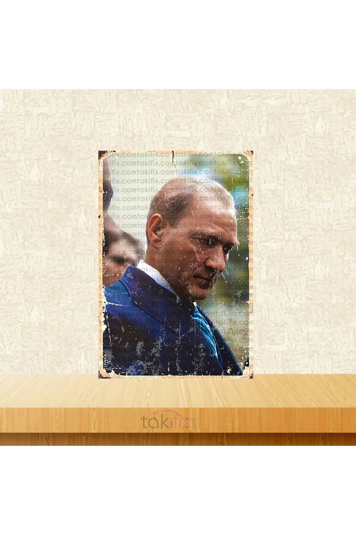 Mustafa Kemal Atatürk Tasarımlı 20x30 Cm Retro Ahşap Tablo