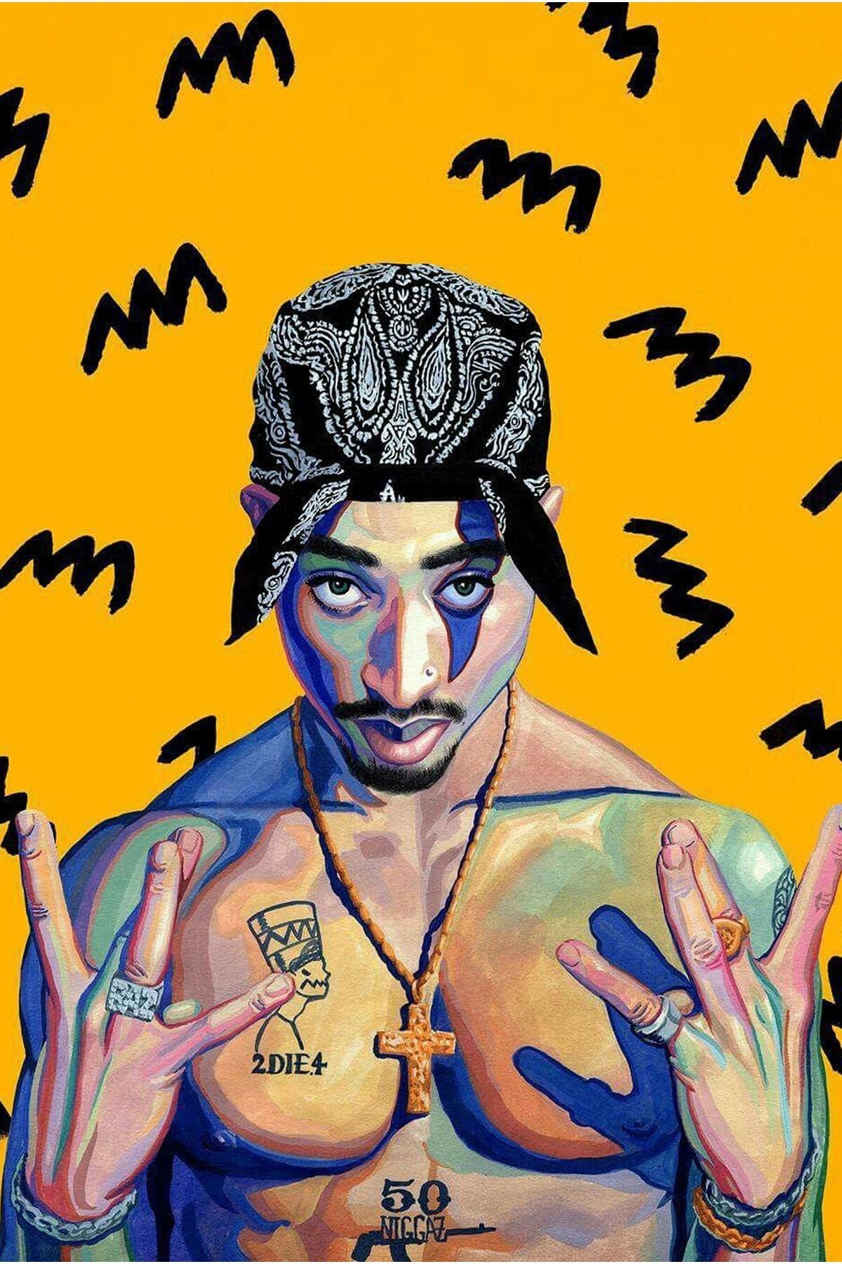 Tupac Temalı Retro Ahşap Poster