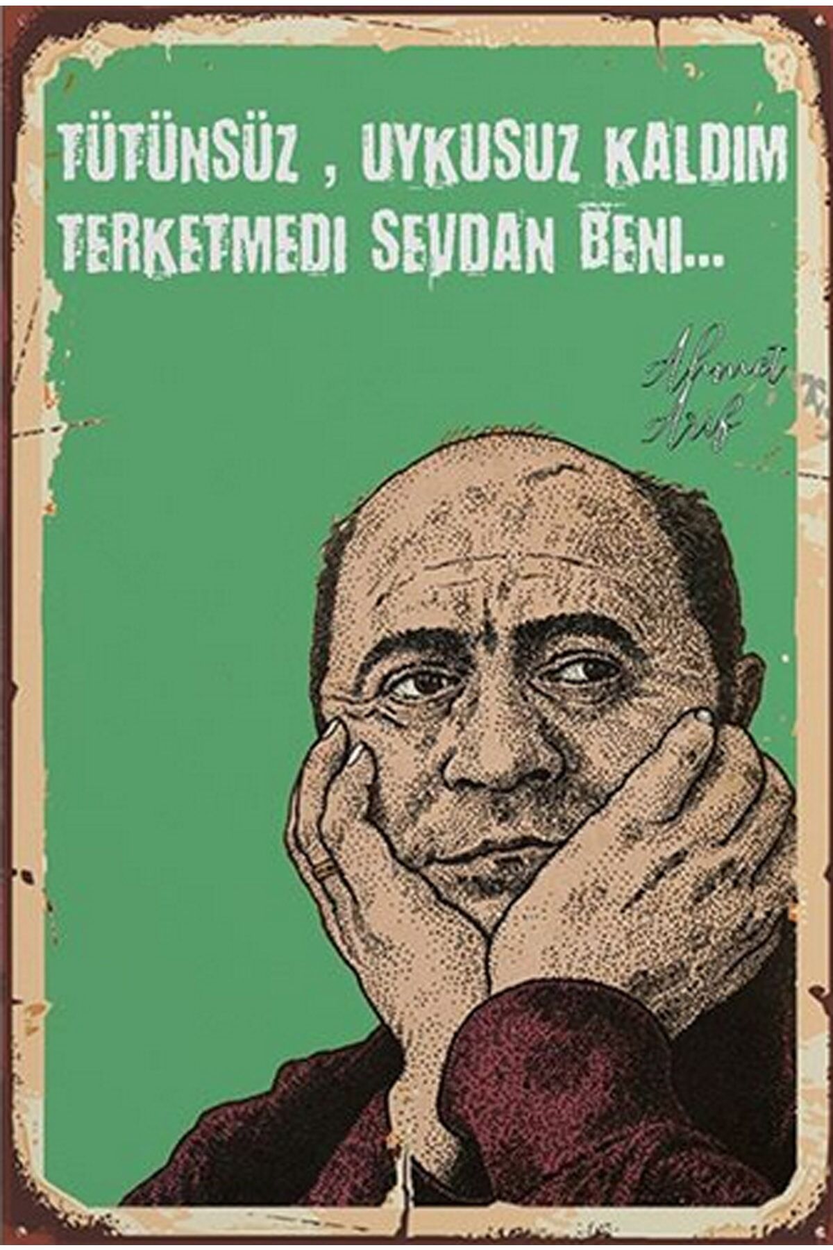 Ahmet Arif Terketmedi Sevdan Beni - Retro Ahşap Poster