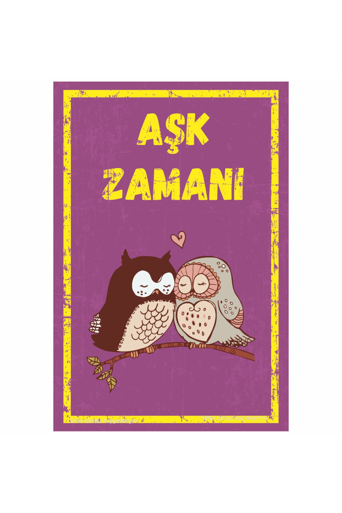 aşk zamanı sevgili sevimli baykuşlar ev dekorayon hediyelik tablo pop art retro ahşap poster