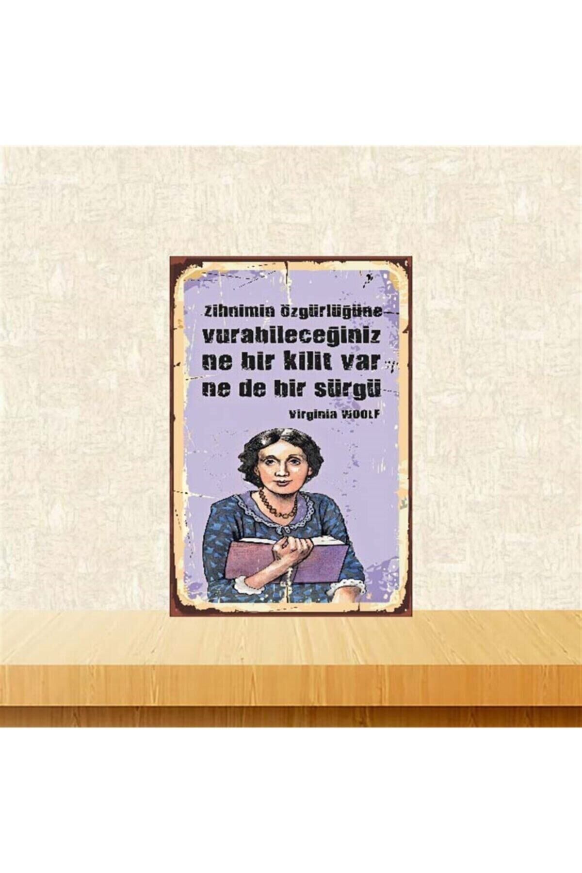 Ne Bir Kilit Var Nede Bir Sürgü Virginia Woolf 20-30 cm Retro Ahşap Poster