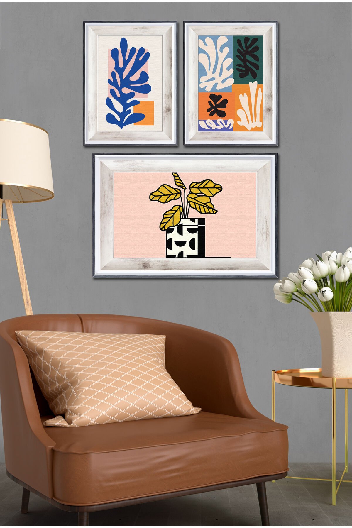 Parçalı Çerçeve Görünümlü Mdf Tablo Seti DNS