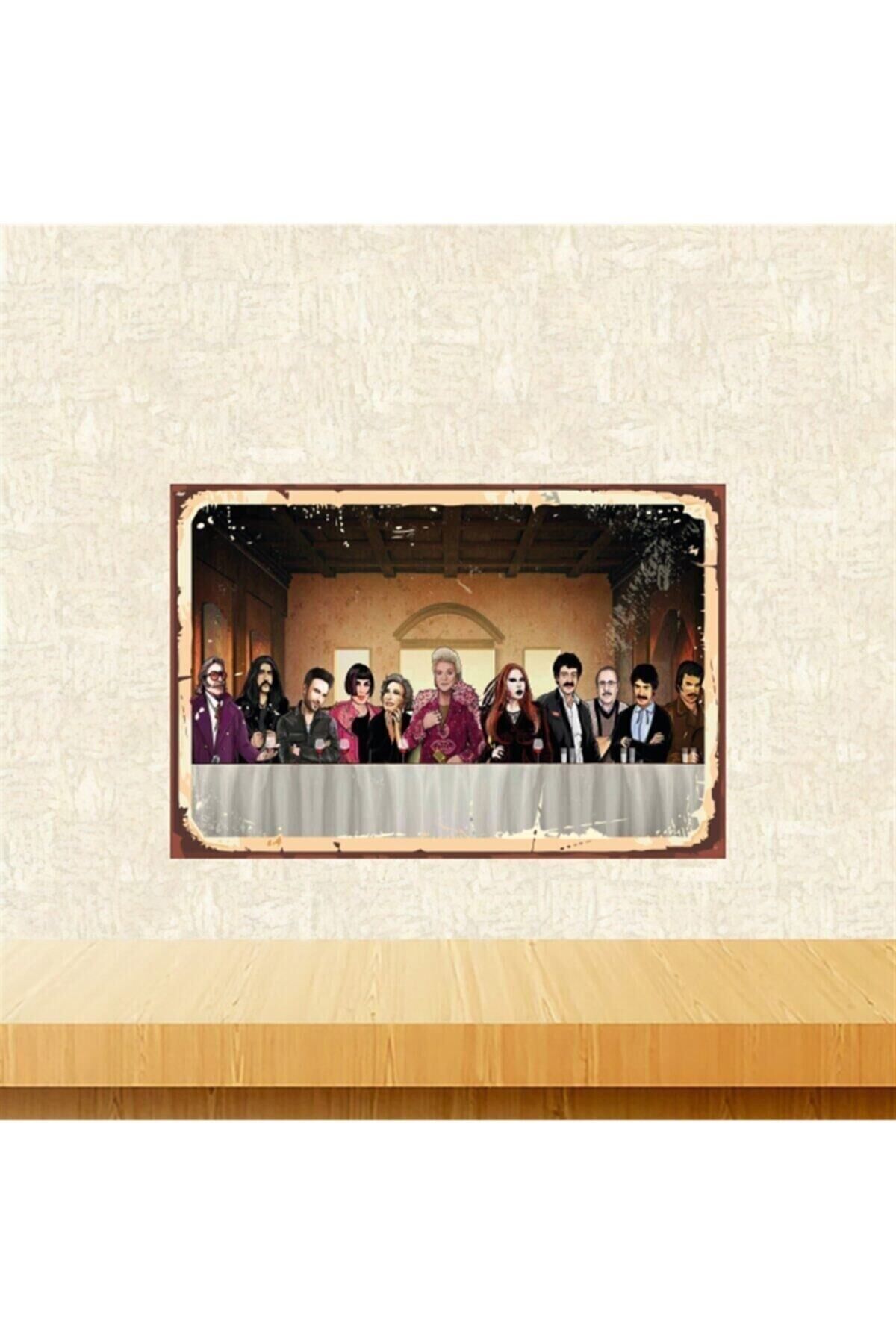 Yıldızlar Masası 20-30 Cm Retro Ahşap Tablo Tkfx5565