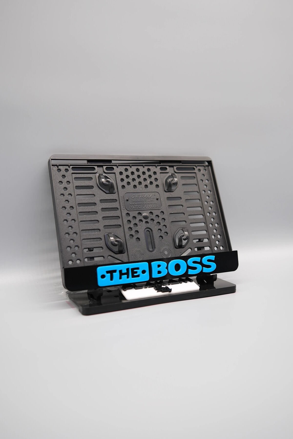 THE BOSS 3D KABARTMALI MAVİ PLEKSİ MOTOR PLAKALIĞI