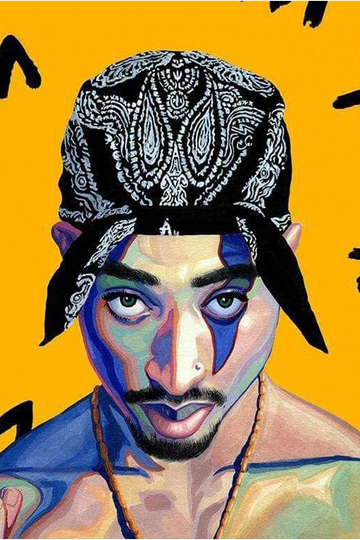 Tupac Temalı Retro Ahşap Poster