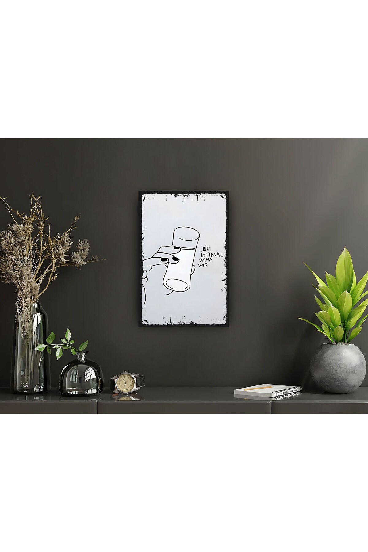 Sözleri bir ihtimal daha var retro ahşap poster tablo