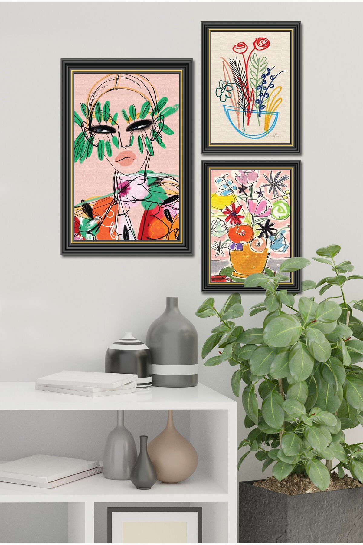 Parçalı Çerçeve Görünümlü Mdf Tablo Seti DNS