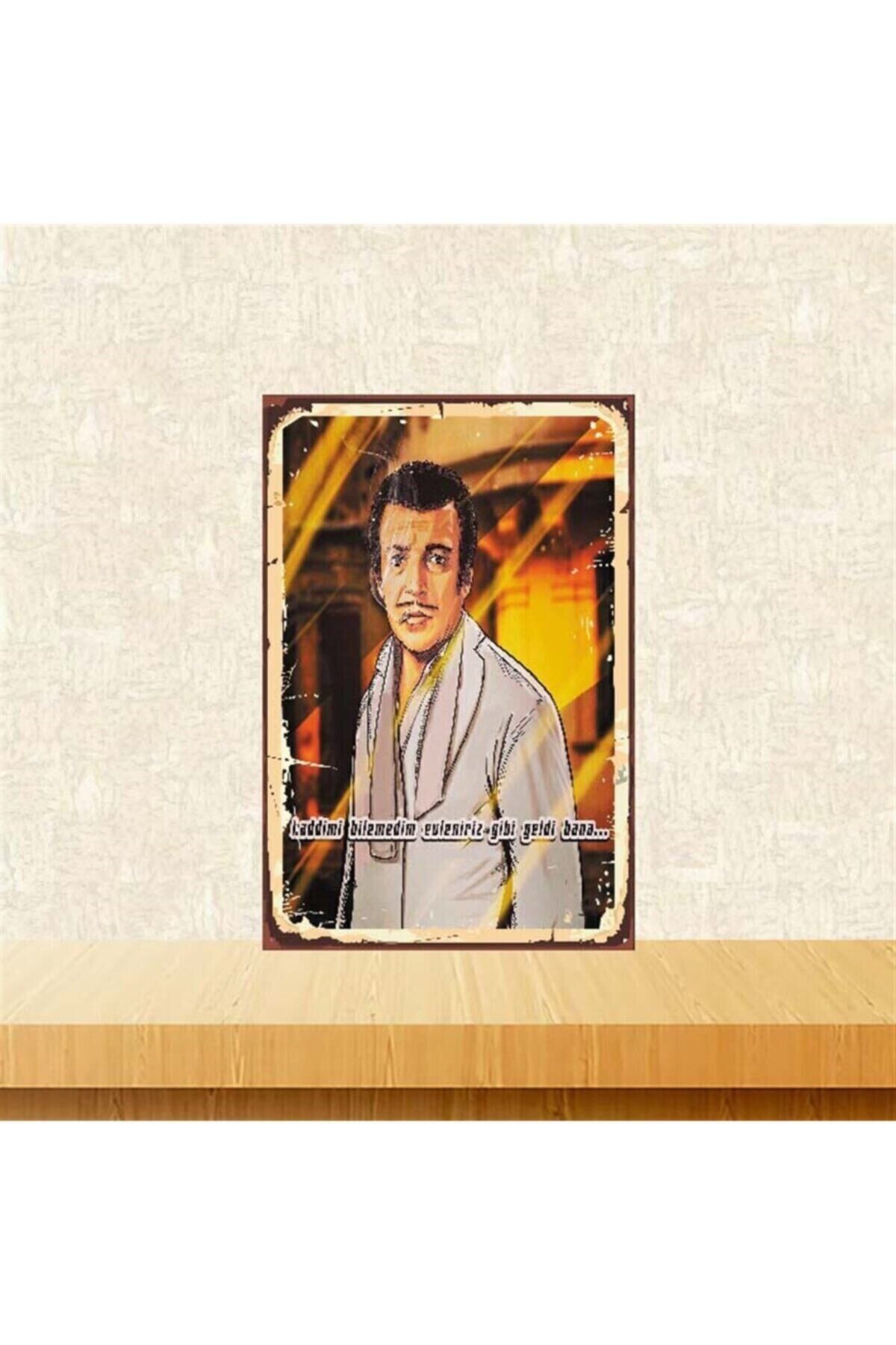 Haddimi Bilemedim Sadri Alışık 20-30 Cm Retro Ahşap Poster Tkfx4060