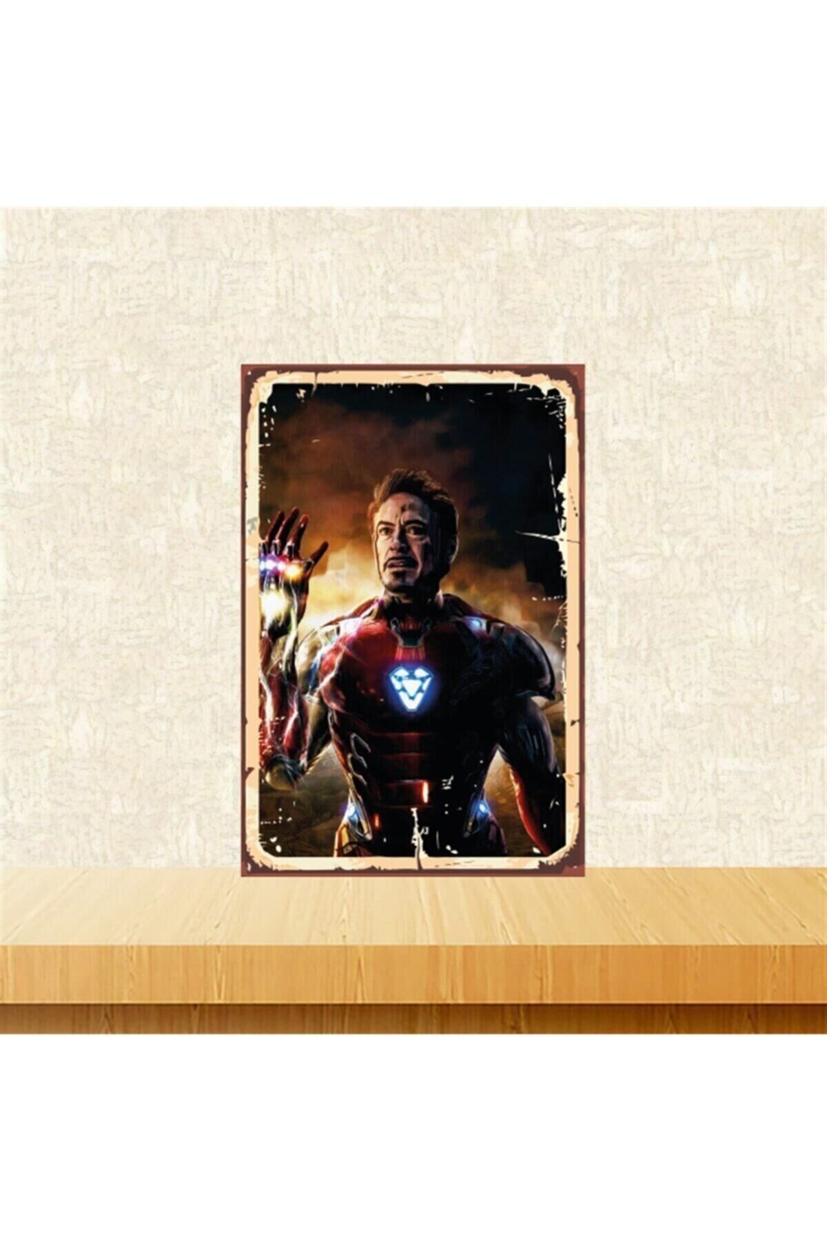 Iron Man Tasarımlı 20-30 cm Retro Ahşap Tablo Tkfx5904