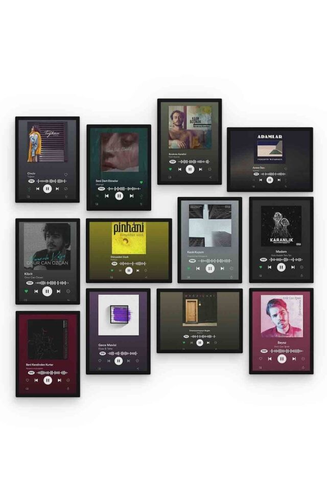 Slow Spotify 12 Parça Mdf (ahşap) Tablo Ofis Boyu